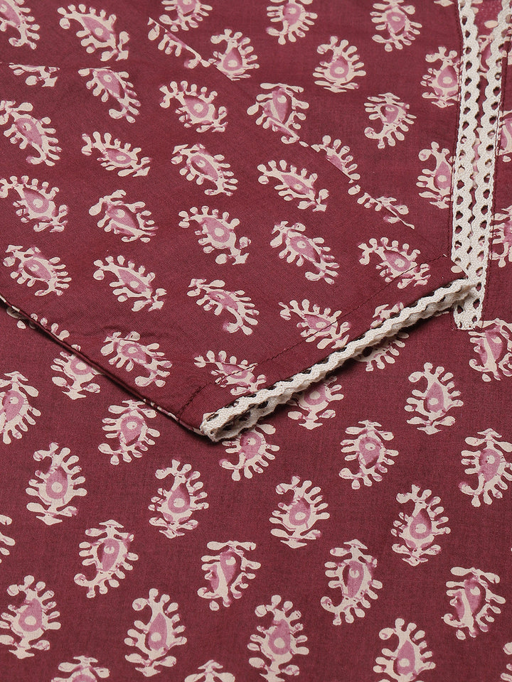 Maroon-Cotton-Straight-3-Piece-Kurta-Set