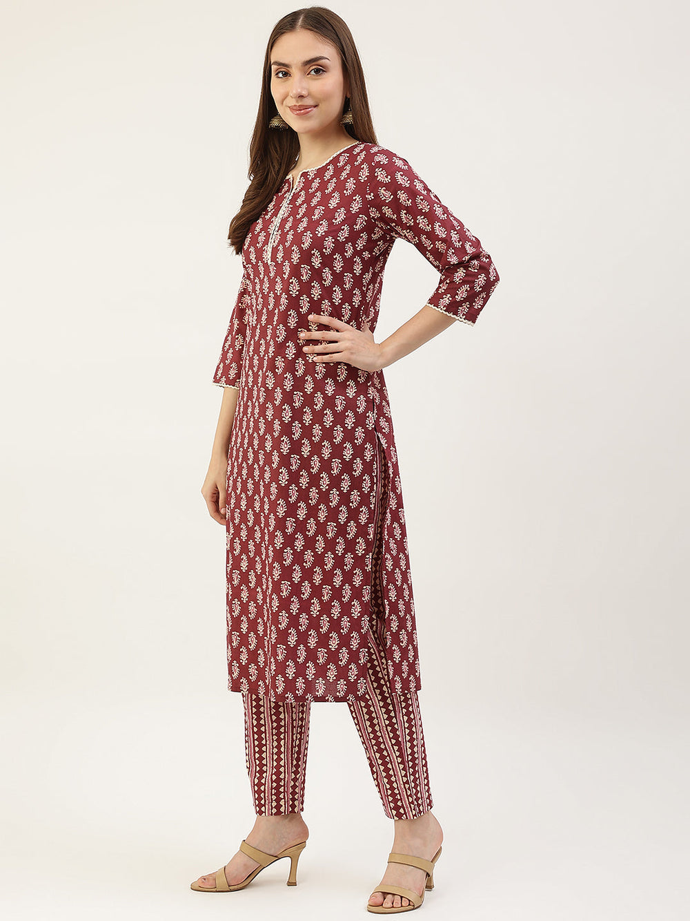 Maroon-Cotton-Straight-3-Piece-Kurta-Set