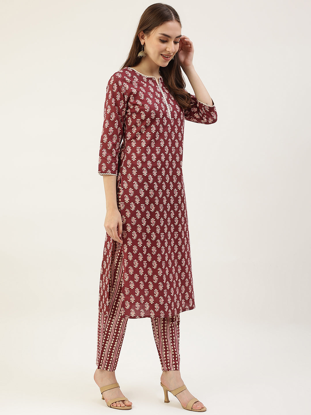 Maroon-Cotton-Straight-3-Piece-Kurta-Set
