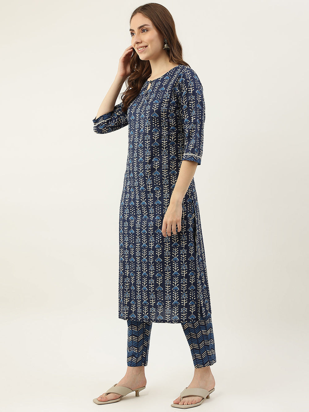 Blue-Pure-Cotton-Straight-3-Piece-Kurta-Set