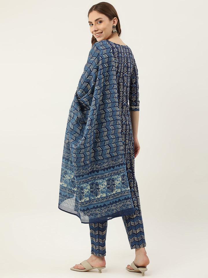 Blue-Pure-Cotton-Straight-3-Piece-Kurta-Set