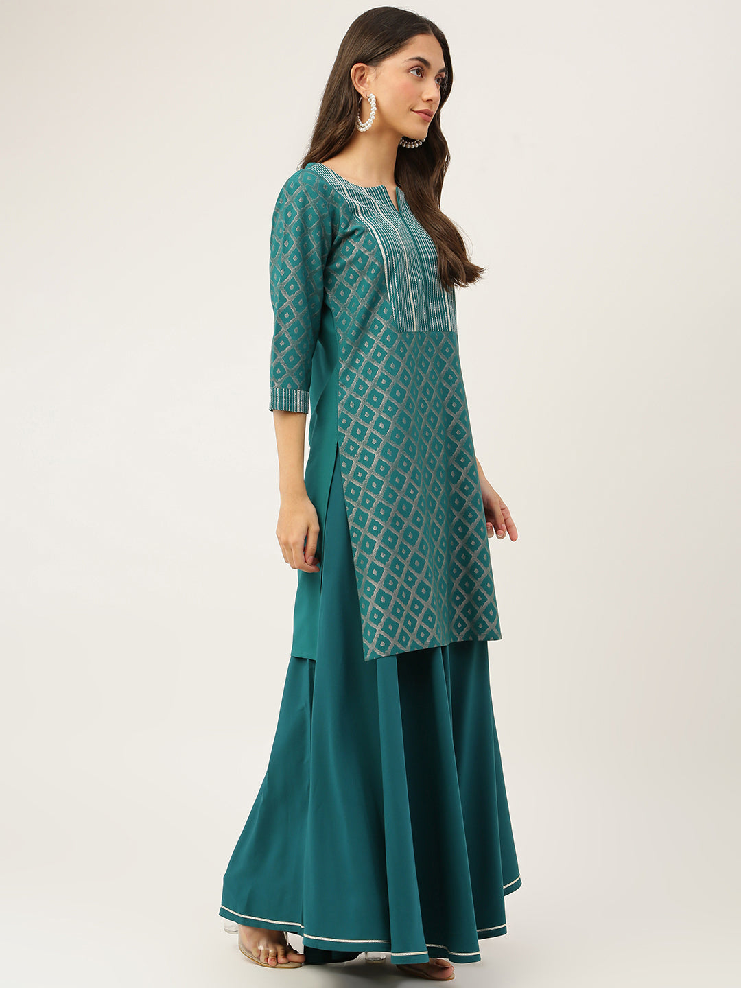 Green-Crepe-Straight-3-Piece-Skirt-Set