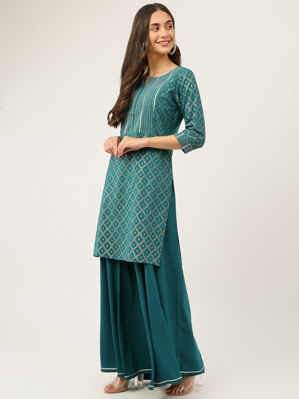 Green-Crepe-Straight-3-Piece-Skirt-Set