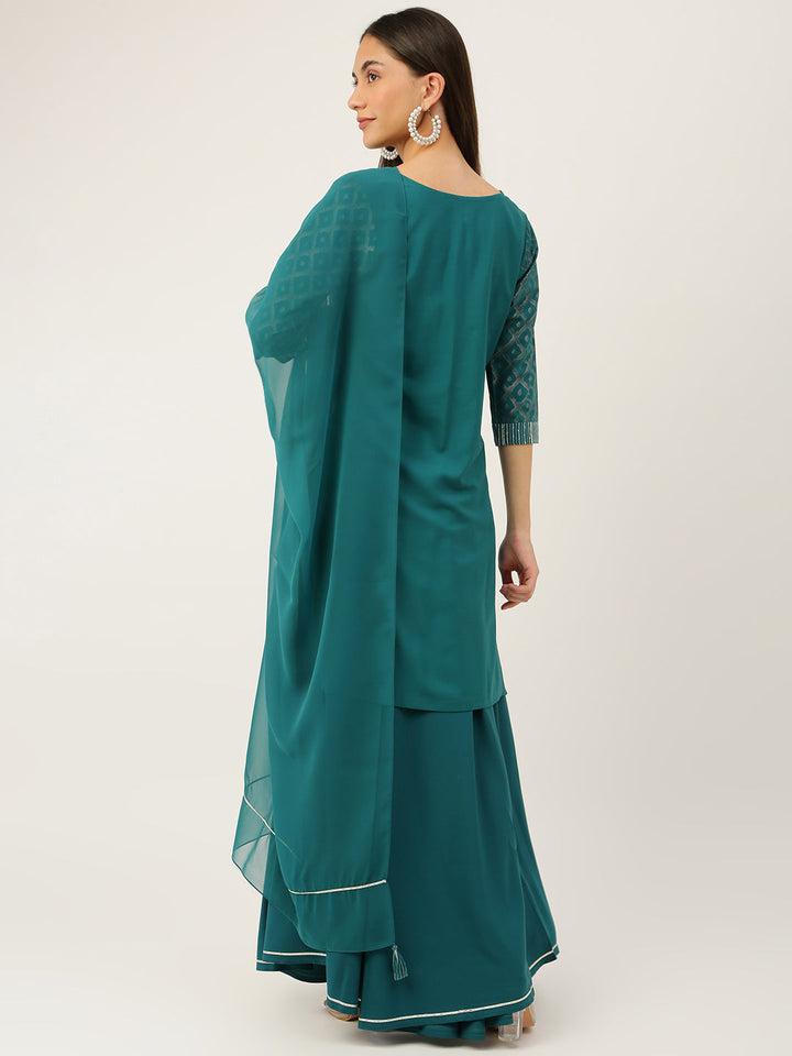 Green-Crepe-Straight-3-Piece-Skirt-Set