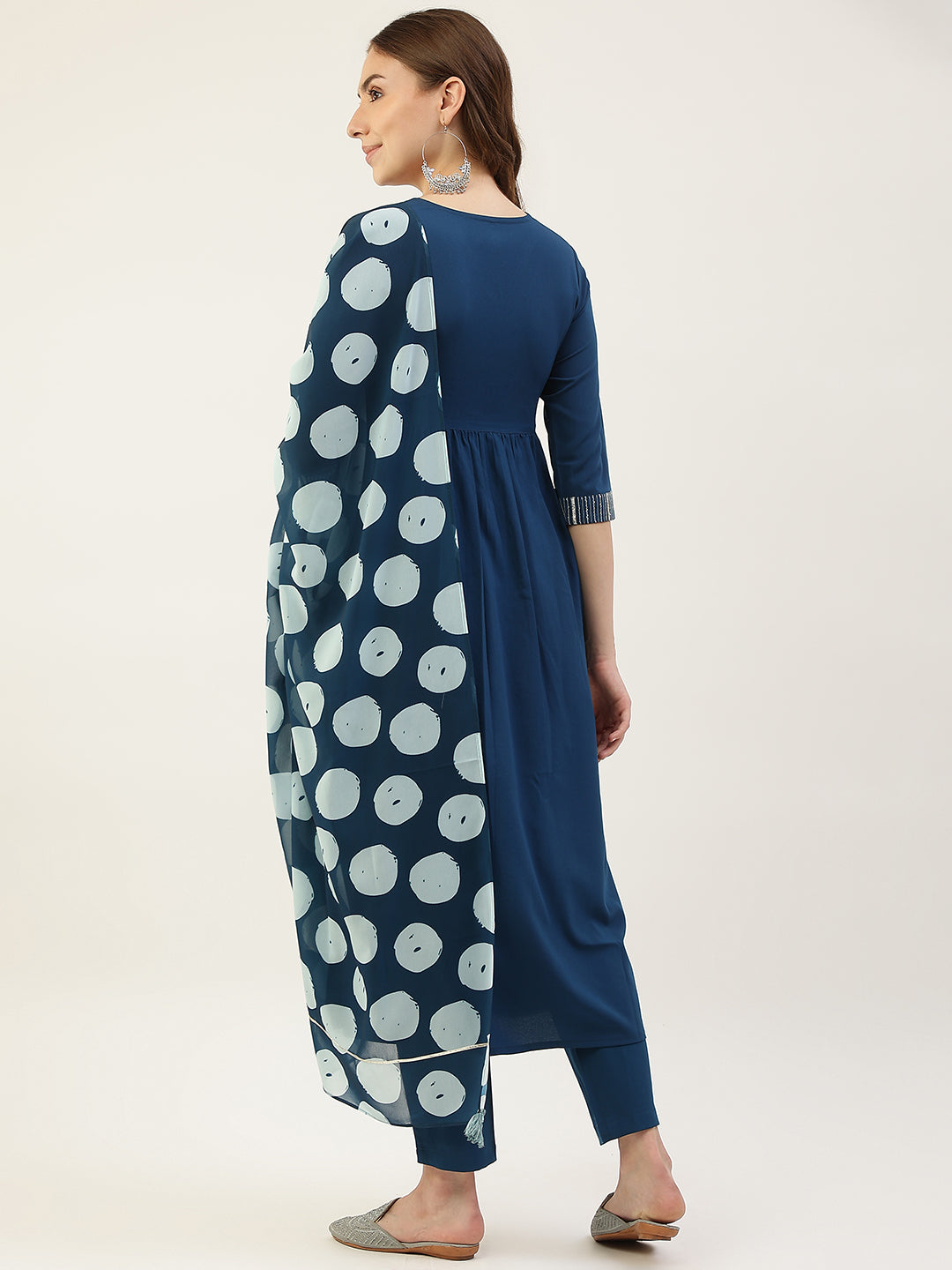 Teal-Blue-Poly-Crepe-Straight-3-Piece-Kurta-Set
