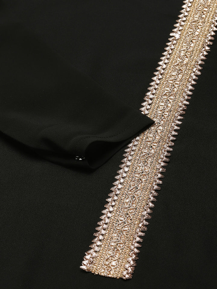 Black-Poly-Crepe-Straight-3-Piece-Kurta-Set