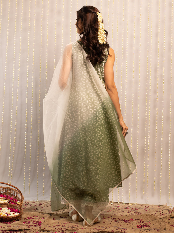 Fern-Green-Pure-Cotton-Flared-3-Piece-Kurta-Set