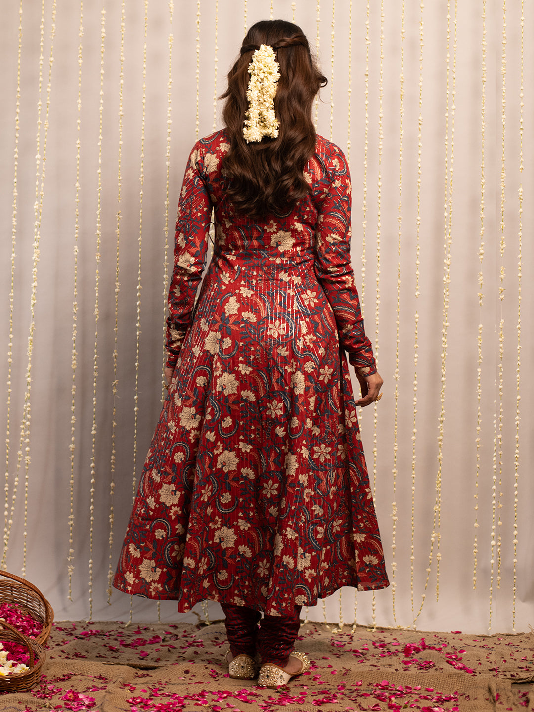 Red-Rust-Pure-Cotton-Flared-3-Piece-Anarkali-Set