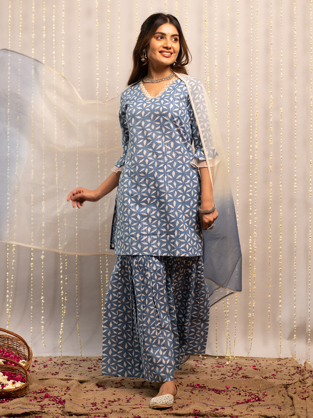 Teapot-Blue-Pure-Cotton-A-Line-3-Piece-Sharara-Set