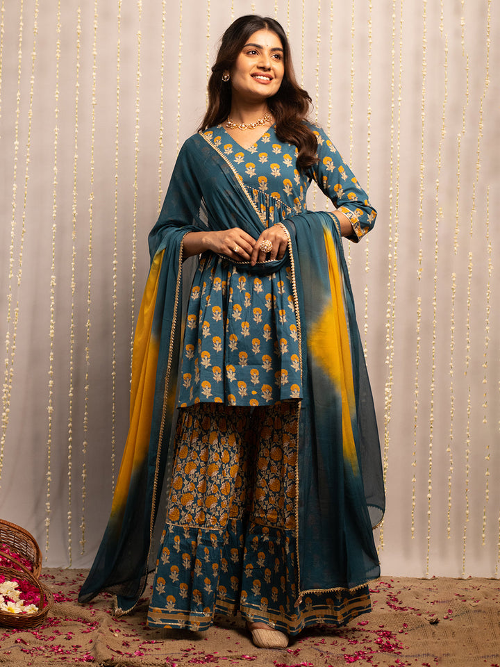 Mor-Peach-Pure-Cotton-Flared-3-Piece-Sharara-Set