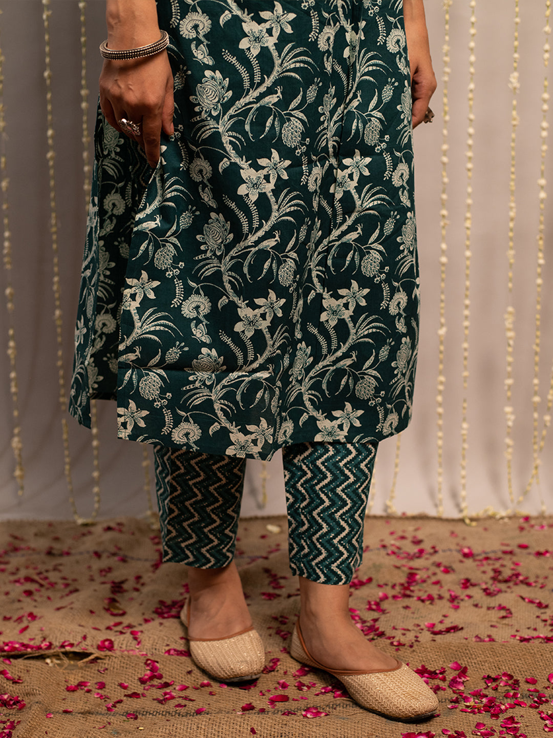 Teal-Blue-Cotton-A-Line-2-Piece-Kurta-Set