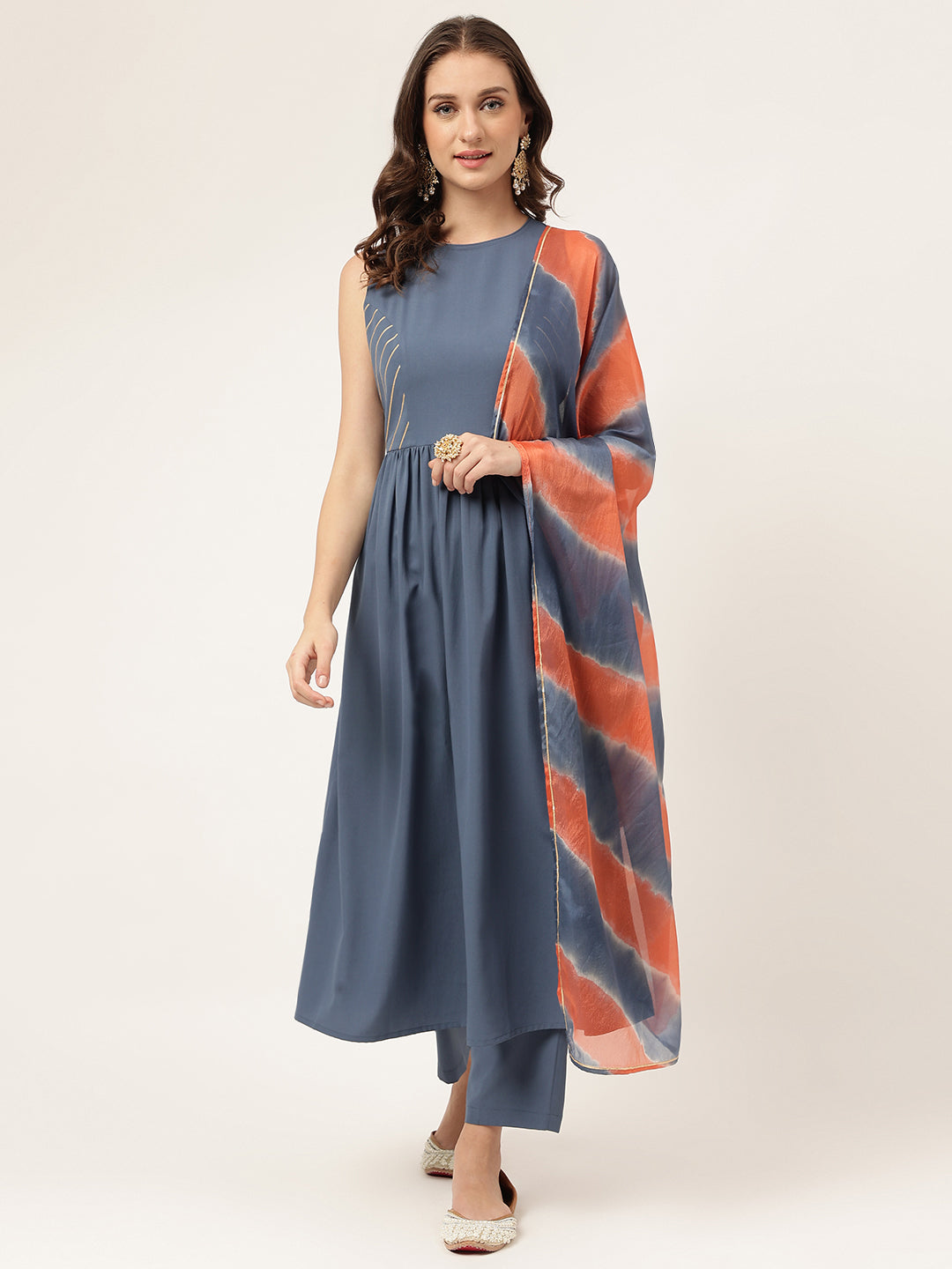 Blue-Yonder-Poly-Crepe-A-Line-Sleeveless-3-Piece-Kurta-Set