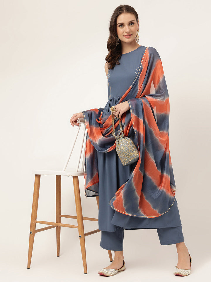 Blue-Yonder-Poly-Crepe-A-Line-Sleeveless-3-Piece-Kurta-Set