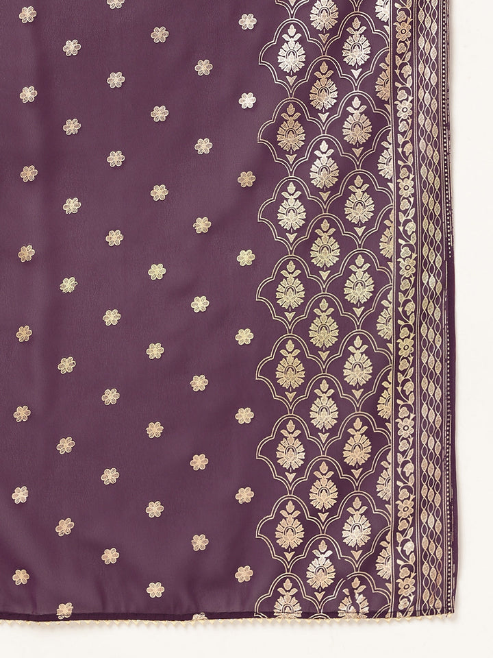 Purple-Poly-Crepe-Flared-3-Piece-Kurta-Set