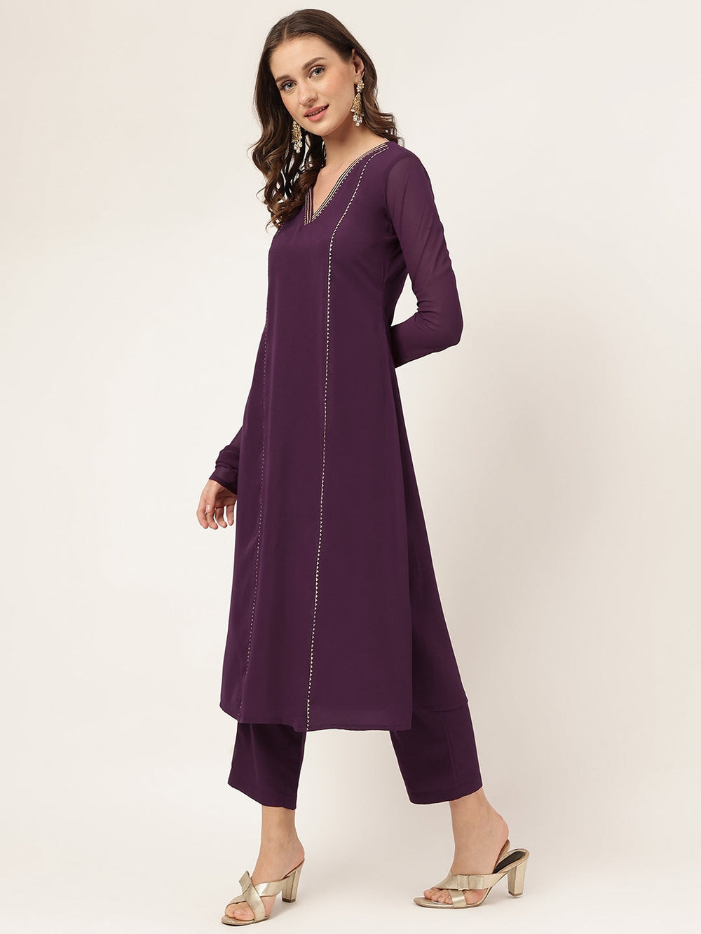 Purple-Poly-Crepe-Flared-3-Piece-Kurta-Set