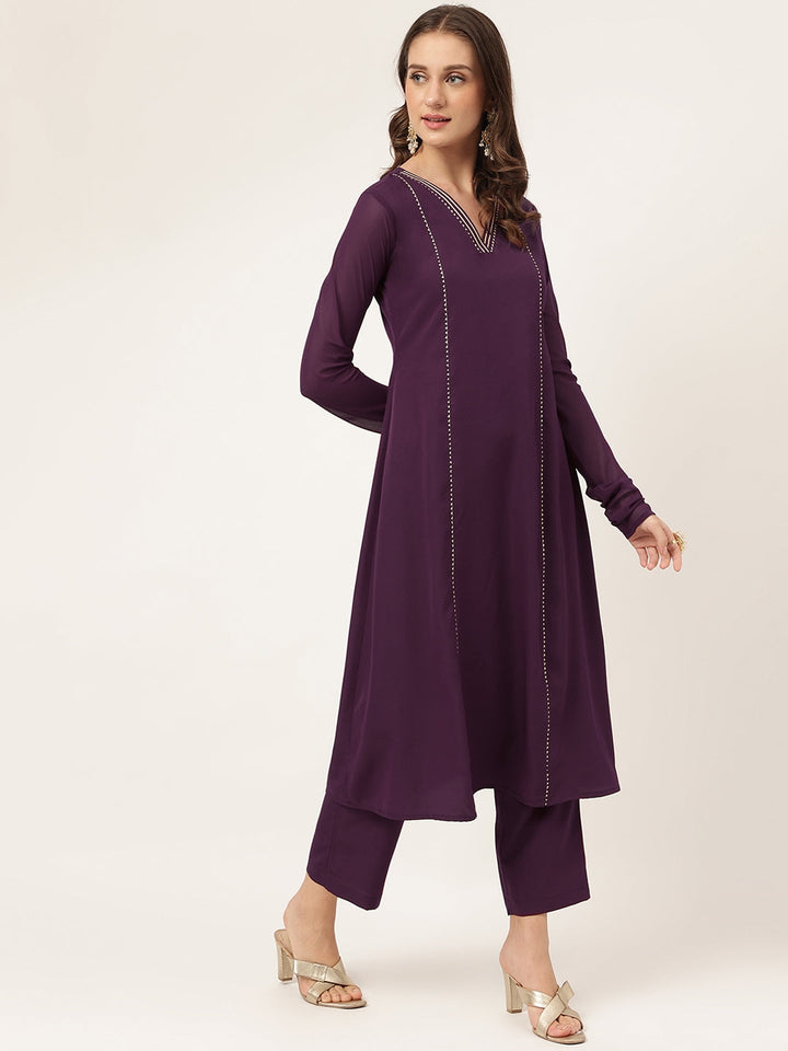 Purple-Poly-Crepe-Flared-3-Piece-Kurta-Set