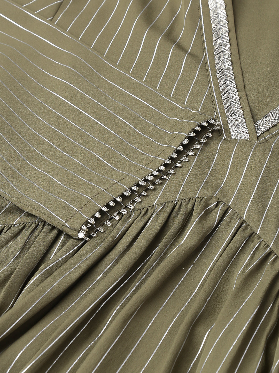 Olive-Green-Poly-Crepe-A-Line-2-Piece-Kurta-Set