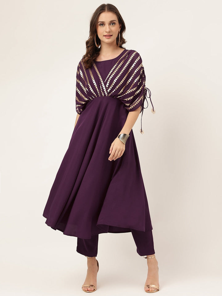 Purple-Poly-Crepe-A-Line-2-Piece-Kurta-Set