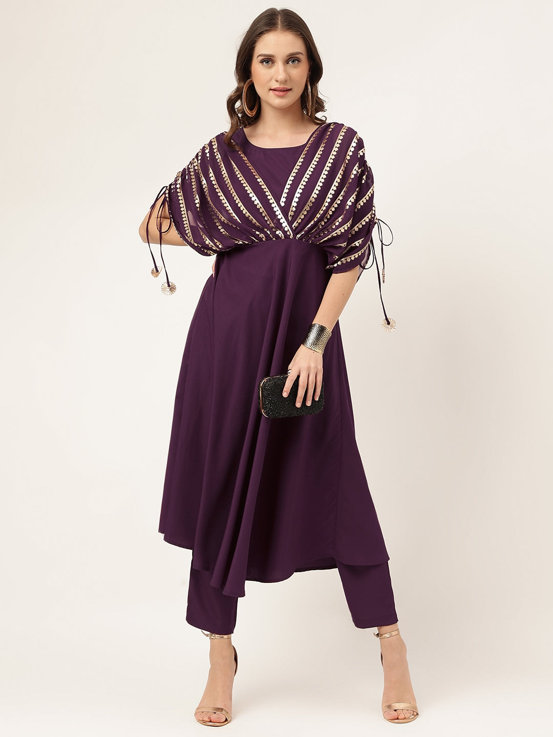 Purple-Poly-Crepe-A-Line-2-Piece-Kurta-Set