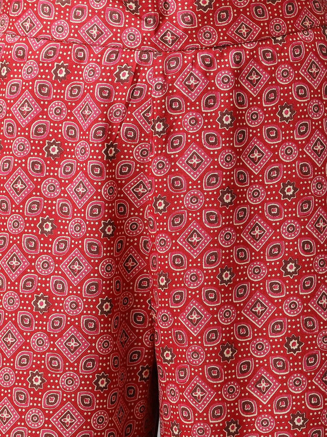Red-Cotton-Floral-A-Line-Kurta-Pant