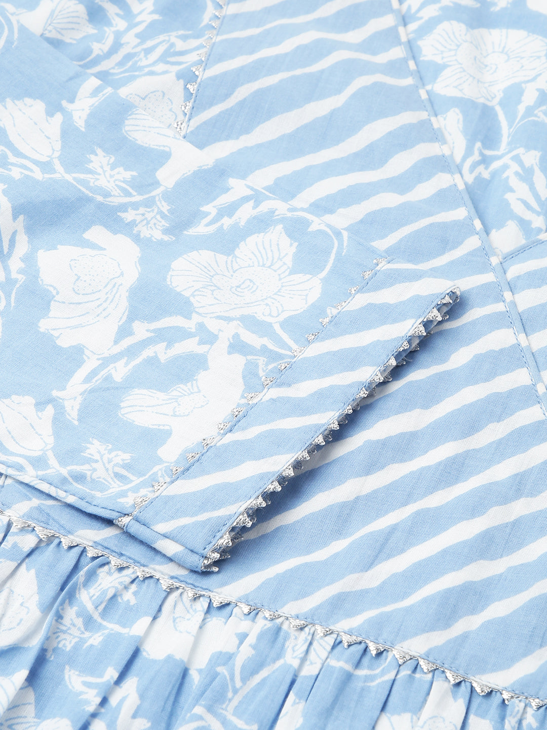 Blue-Pure-Cotton-A-Line-2-Piece-Kurta-Set