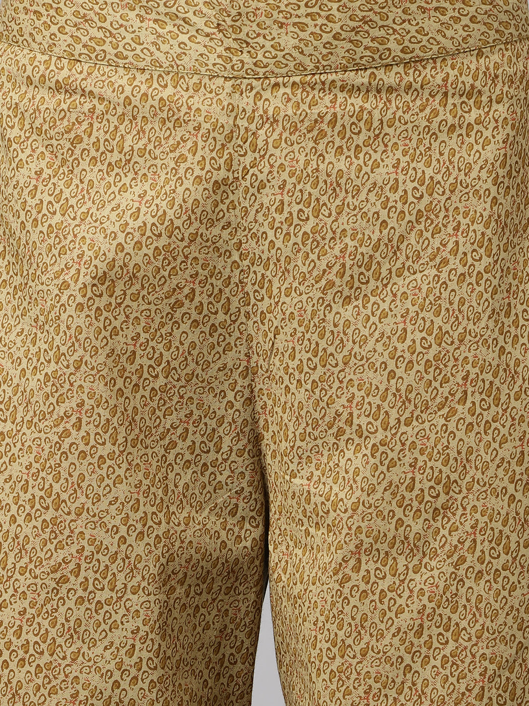 Brown-Cotton-A-Line-2-Piece-Kurta-Set