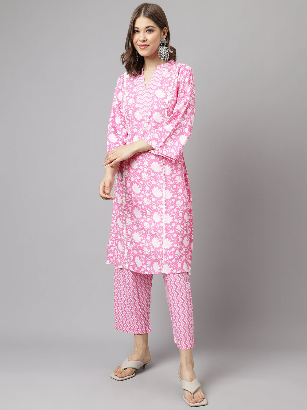 Pink-Pure-Cotton-A-Line-2-Piece-Kurta-Set