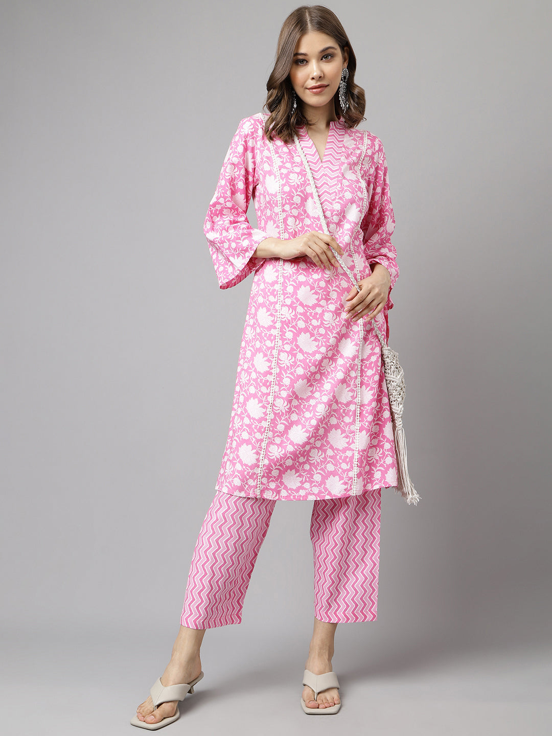 Pink-Pure-Cotton-A-Line-2-Piece-Kurta-Set