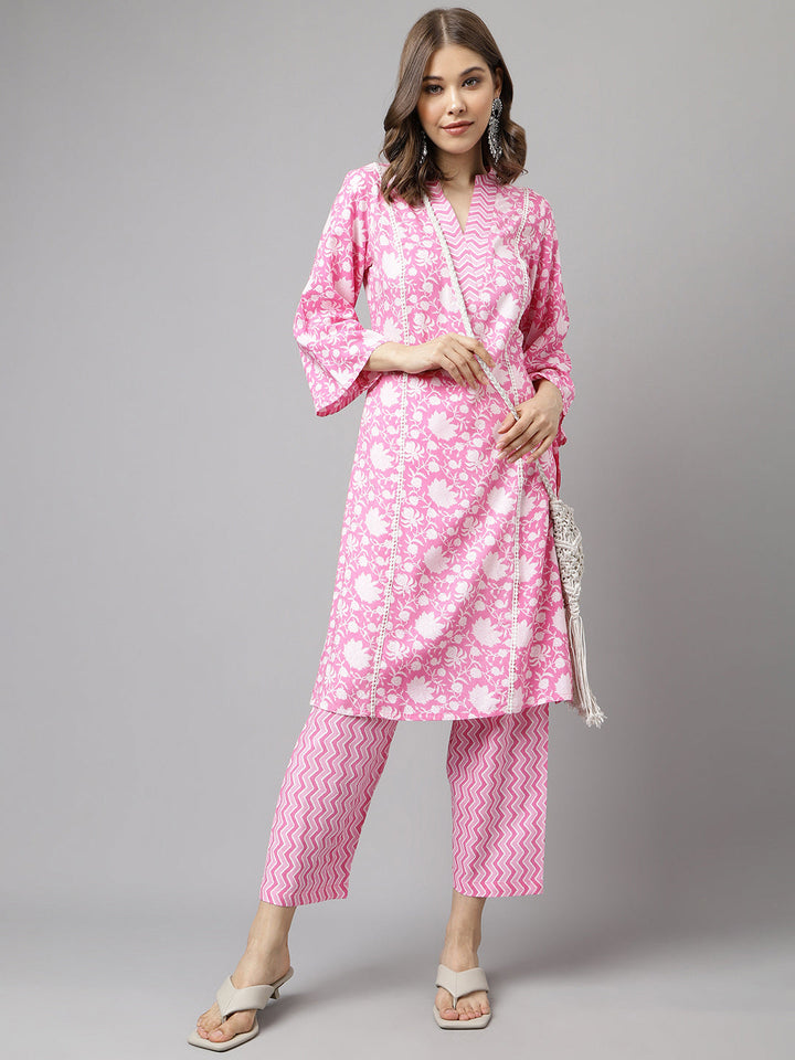 Pink-Pure-Cotton-A-Line-2-Piece-Kurta-Set