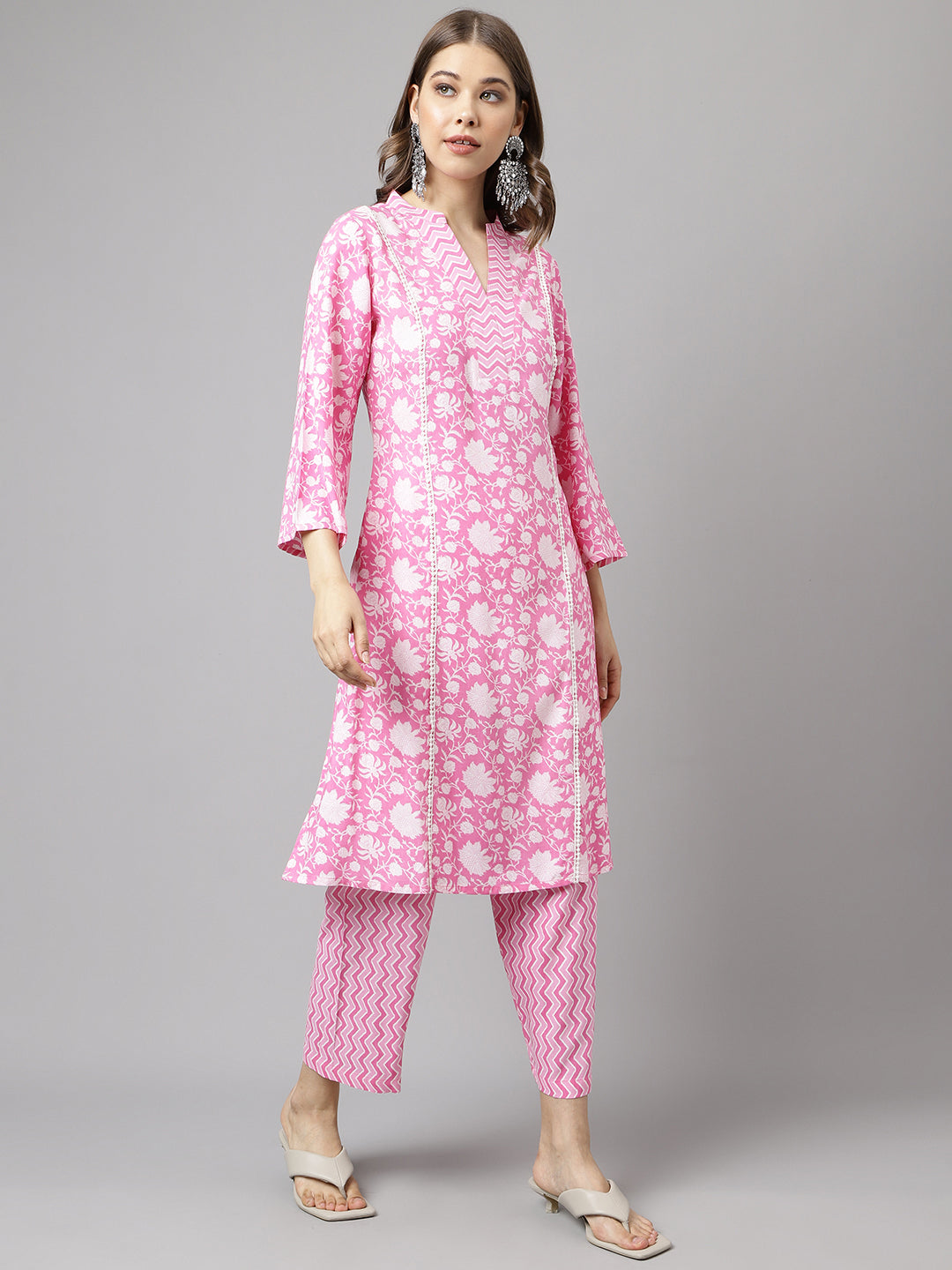 Pink-Pure-Cotton-A-Line-2-Piece-Kurta-Set
