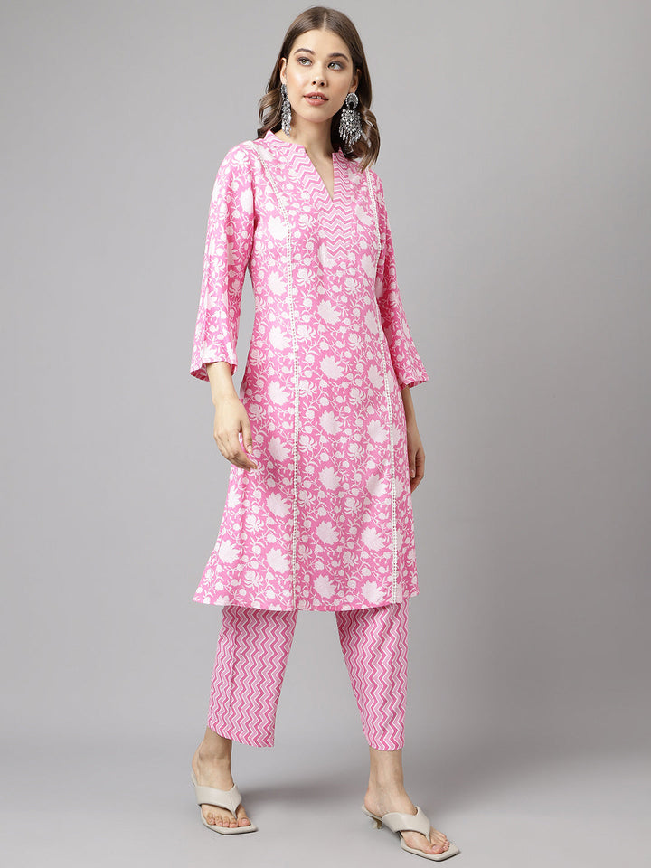 Pink-Pure-Cotton-A-Line-2-Piece-Kurta-Set