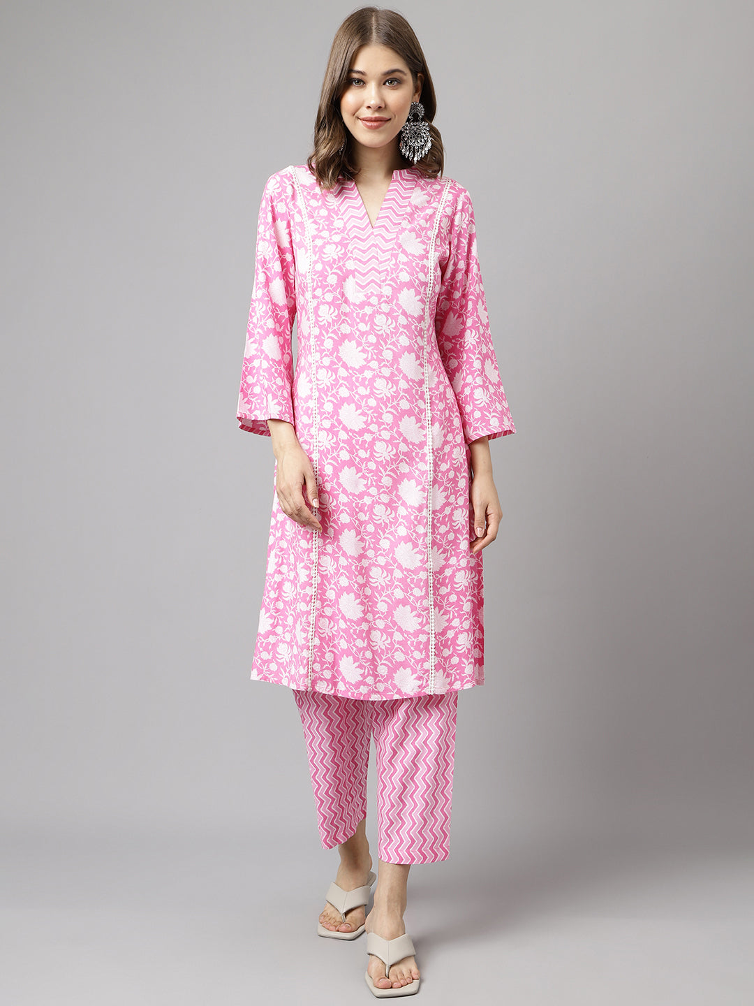 Pink-Pure-Cotton-A-Line-2-Piece-Kurta-Set