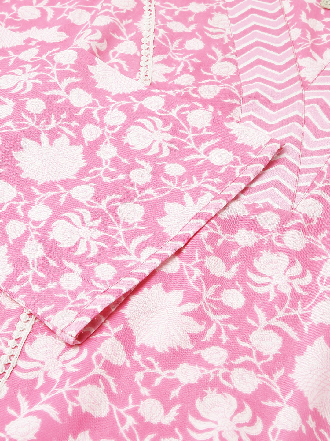 Pink-Pure-Cotton-A-Line-2-Piece-Kurta-Set