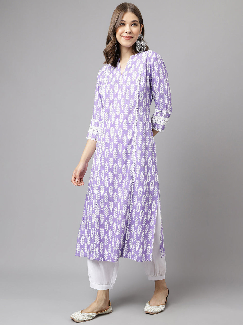 Light-Purple-Cotton-A-Line-2-Piece-Kurta-Set