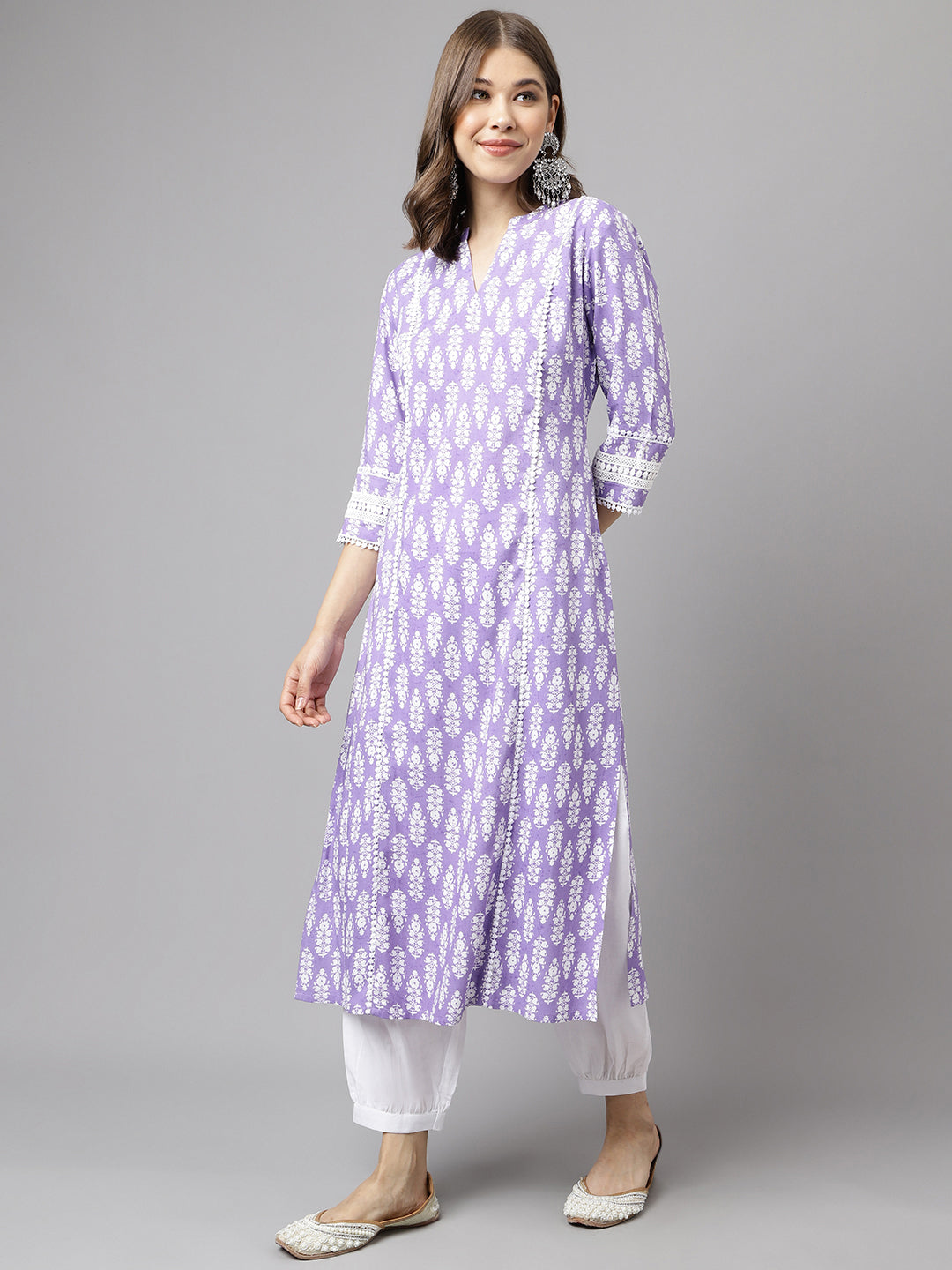 Light-Purple-Cotton-A-Line-2-Piece-Kurta-Set