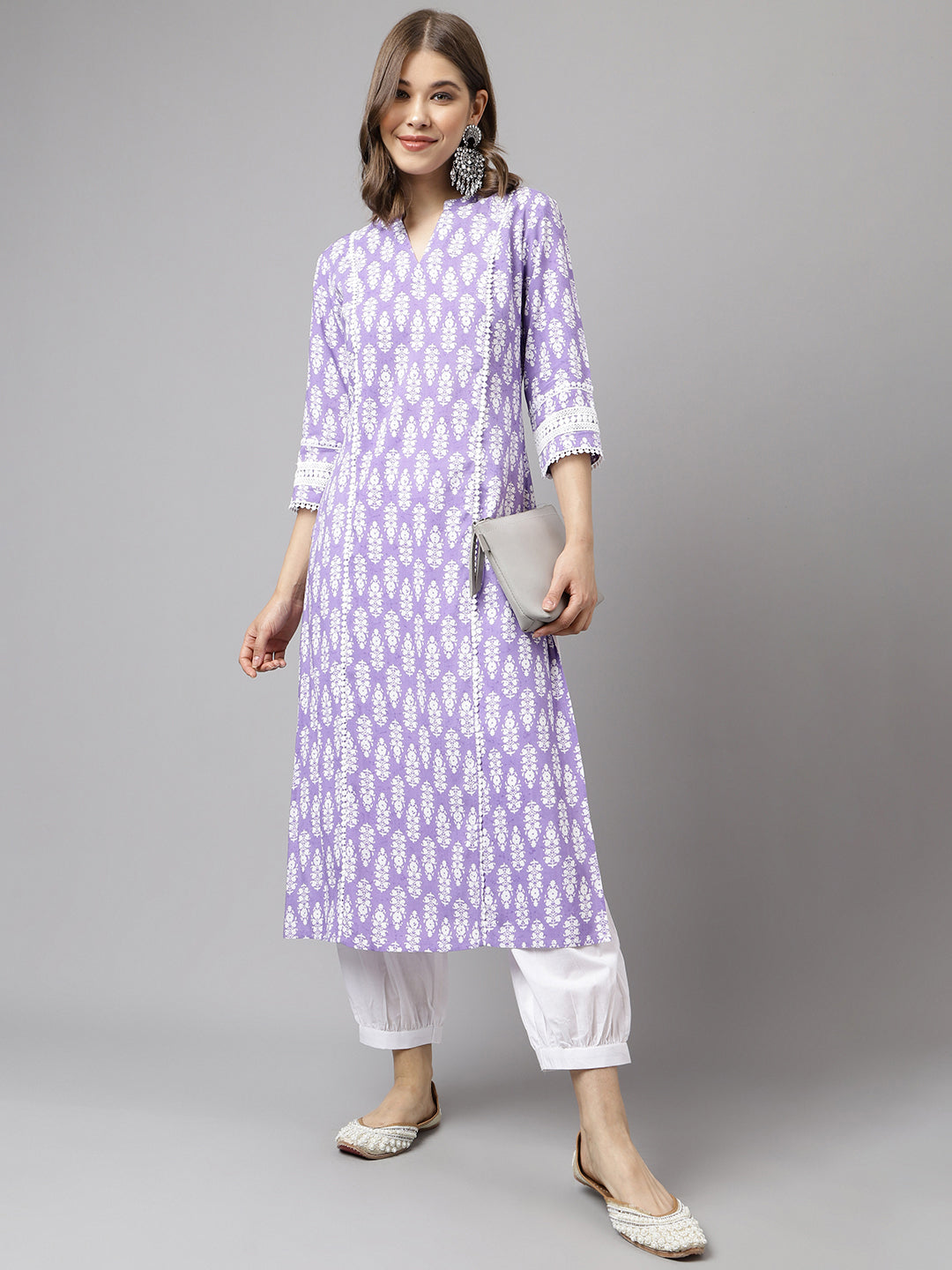 Light-Purple-Cotton-A-Line-2-Piece-Kurta-Set