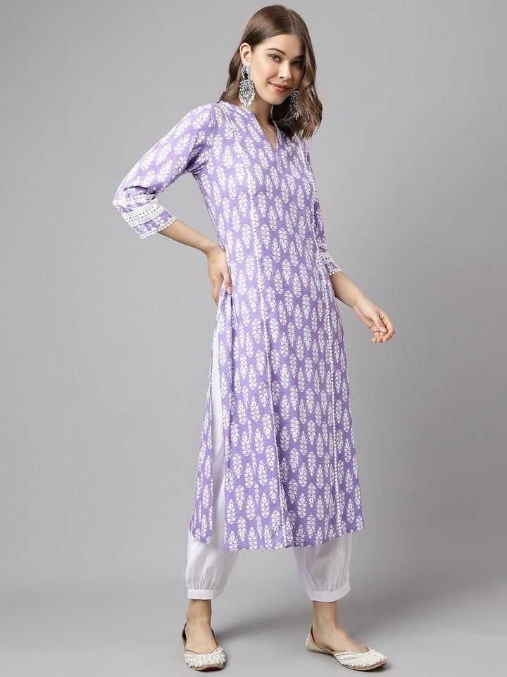 Light-Purple-Cotton-A-Line-2-Piece-Kurta-Set