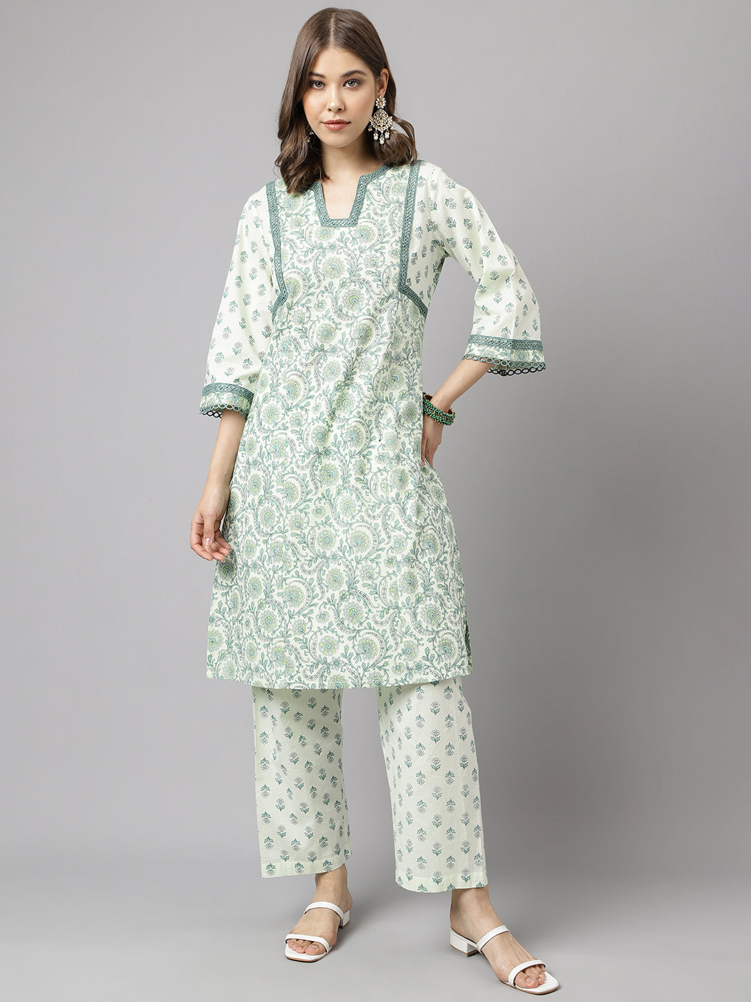 Mint-Green-Pure-Cotton-A-Line-2-Piece-Kurta-Set