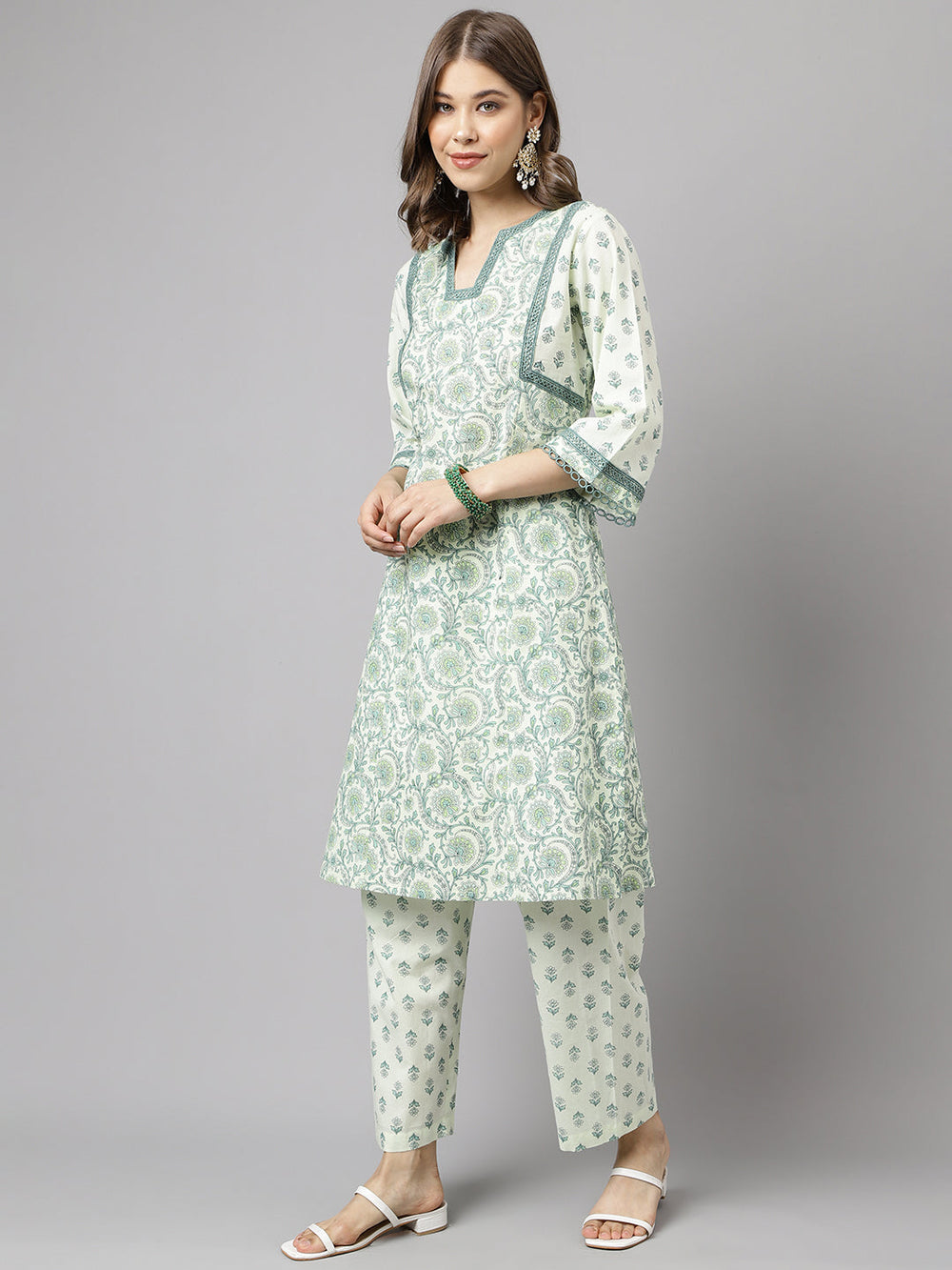 Mint-Green-Pure-Cotton-A-Line-2-Piece-Kurta-Set