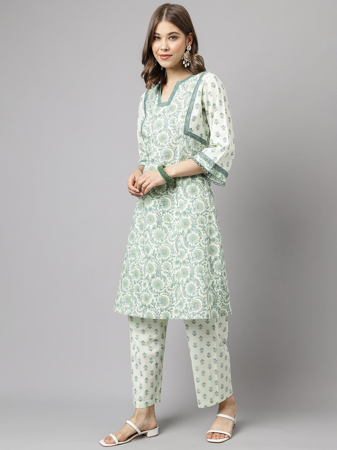 Mint-Green-Pure-Cotton-A-Line-2-Piece-Kurta-Set
