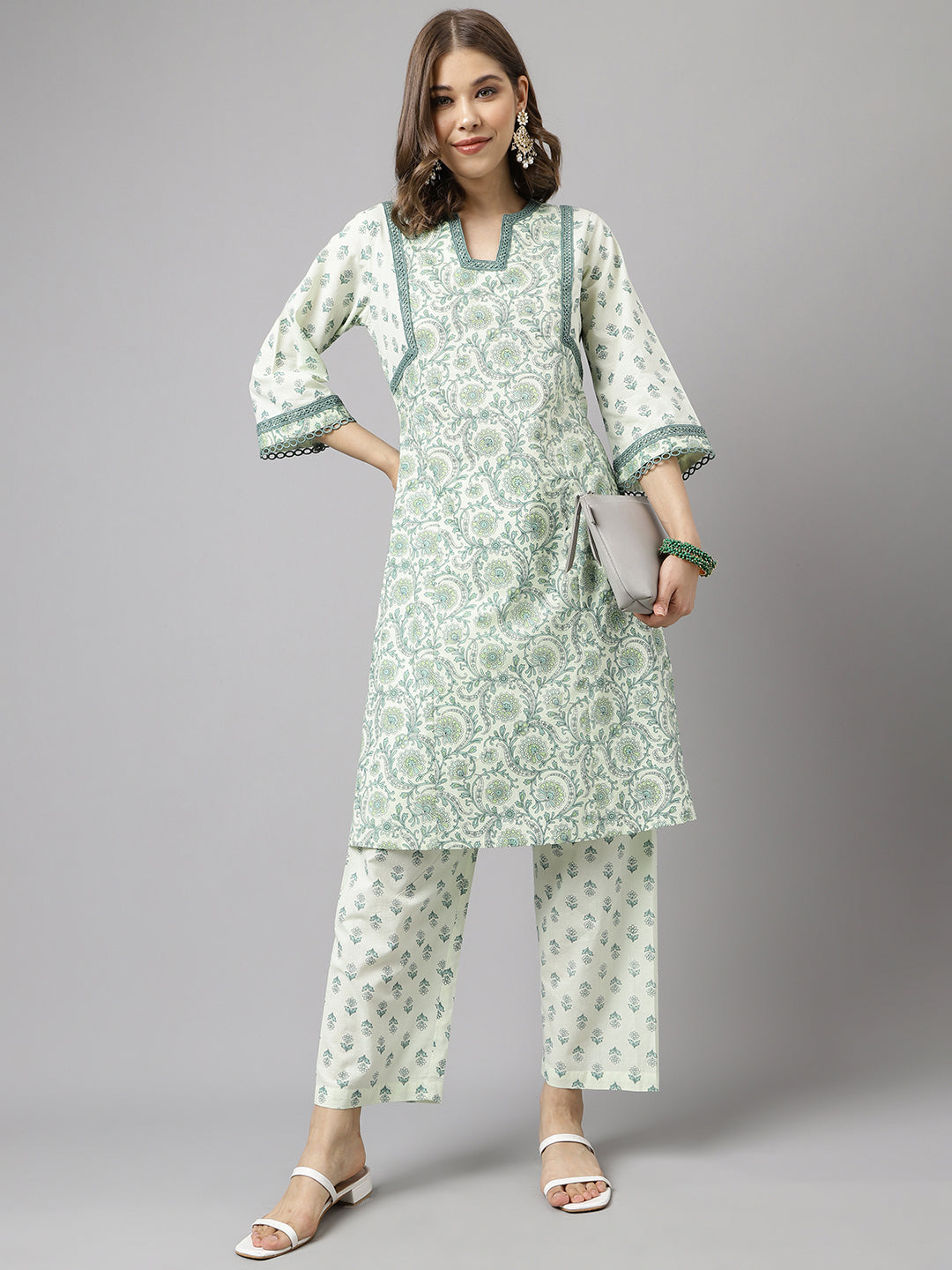 Mint-Green-Pure-Cotton-A-Line-2-Piece-Kurta-Set