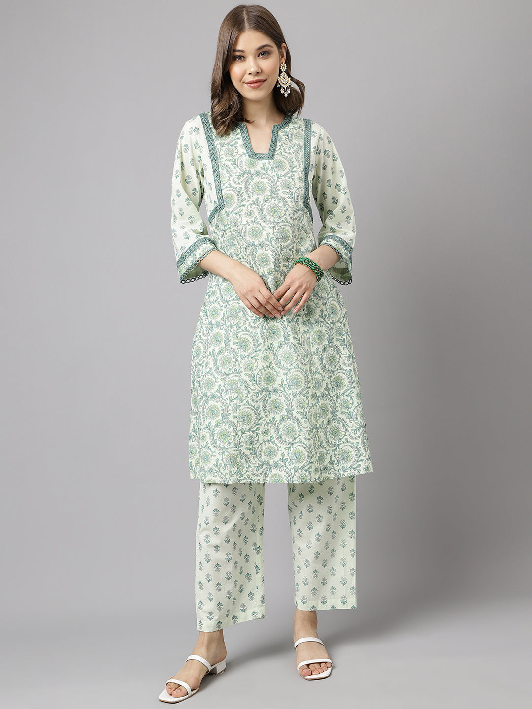 Mint-Green-Pure-Cotton-A-Line-2-Piece-Kurta-Set