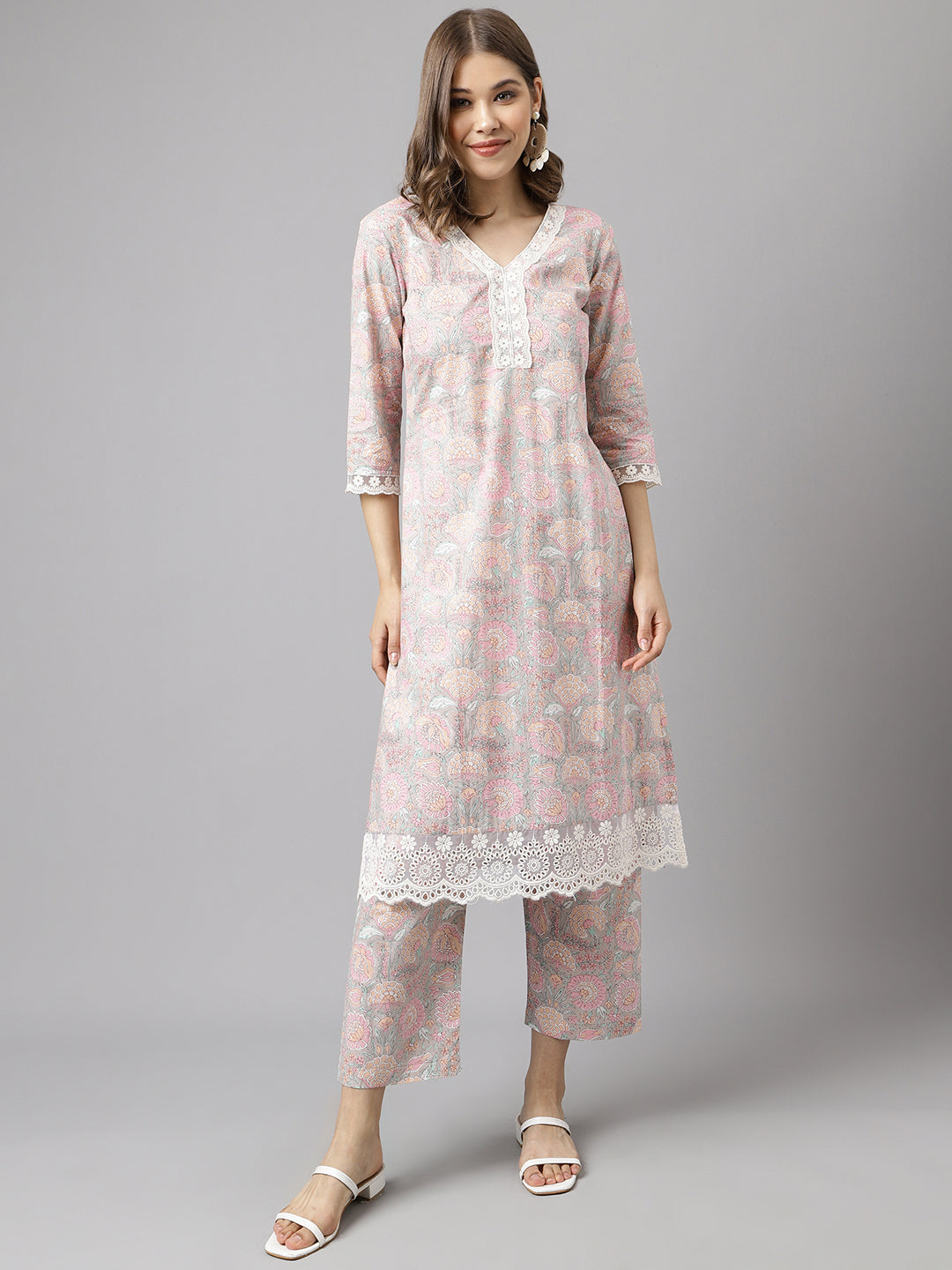 Pink-Cotton-A-Line-2-Piece-Kurta-Set