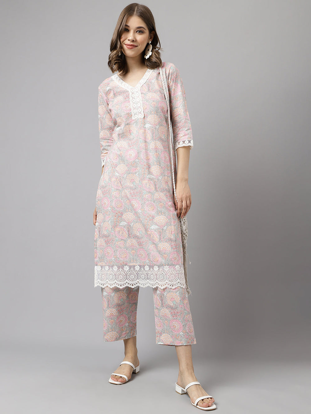 Pink-Cotton-A-Line-2-Piece-Kurta-Set