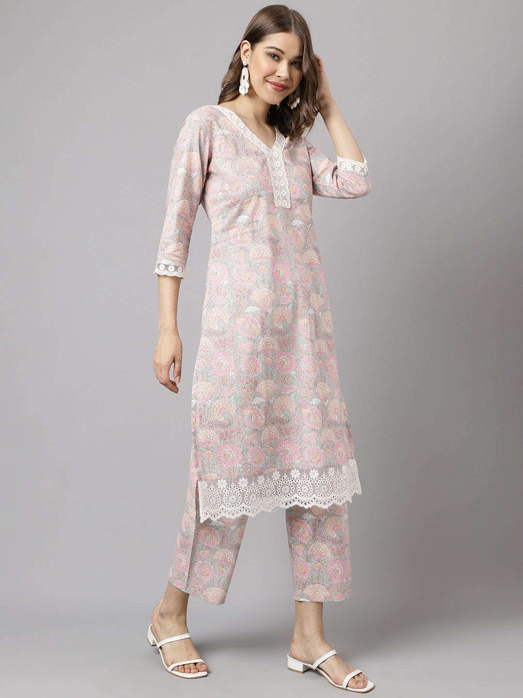Pink-Cotton-A-Line-2-Piece-Kurta-Set