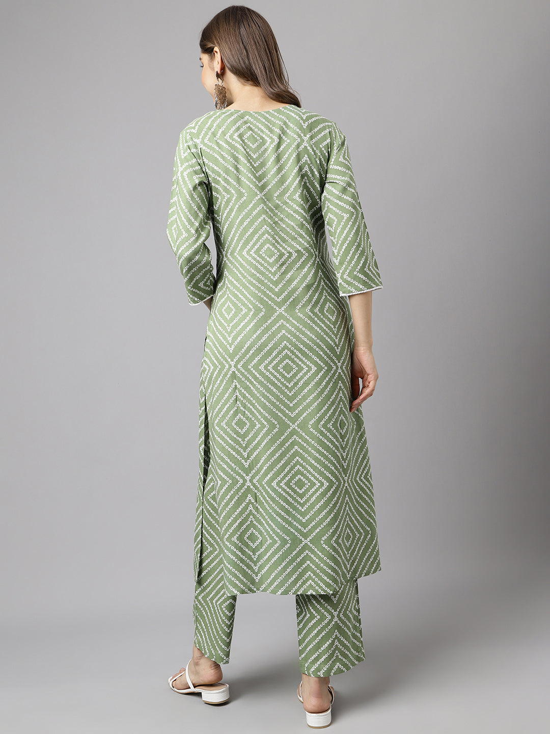 Green-Cotton-A-Line-2-Piece-Kurta-Set