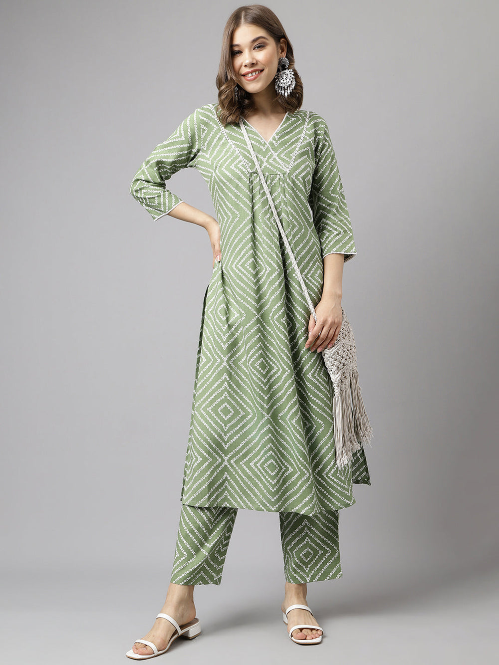 Green-Cotton-A-Line-2-Piece-Kurta-Set
