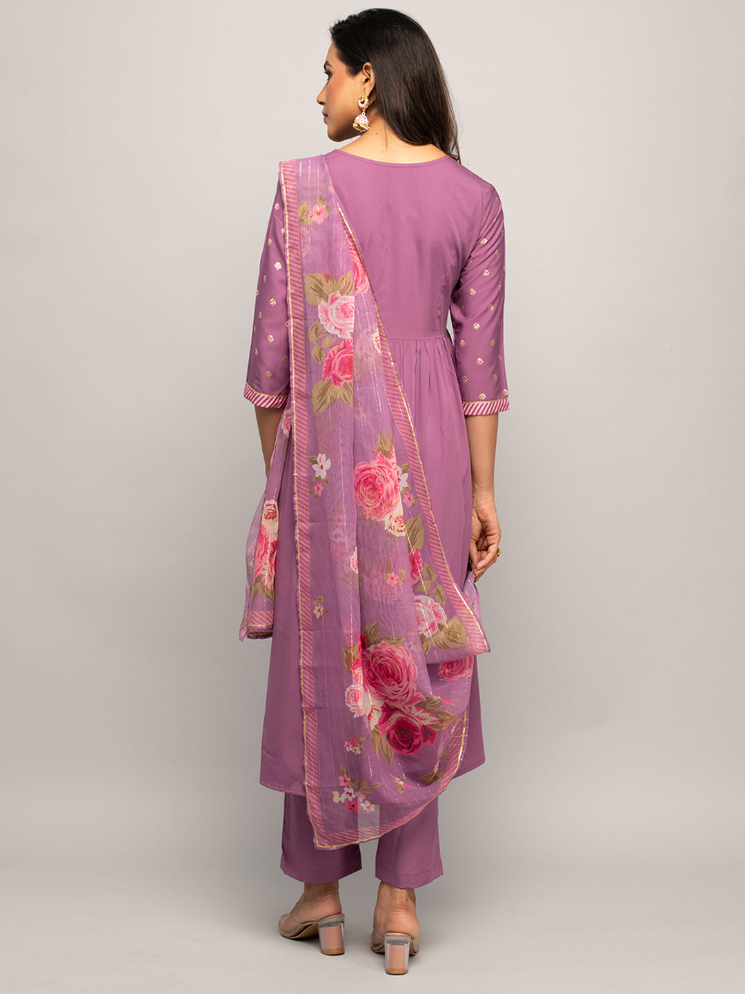Lavender-Crepe-A-line-3-Piece-Kurta-Set