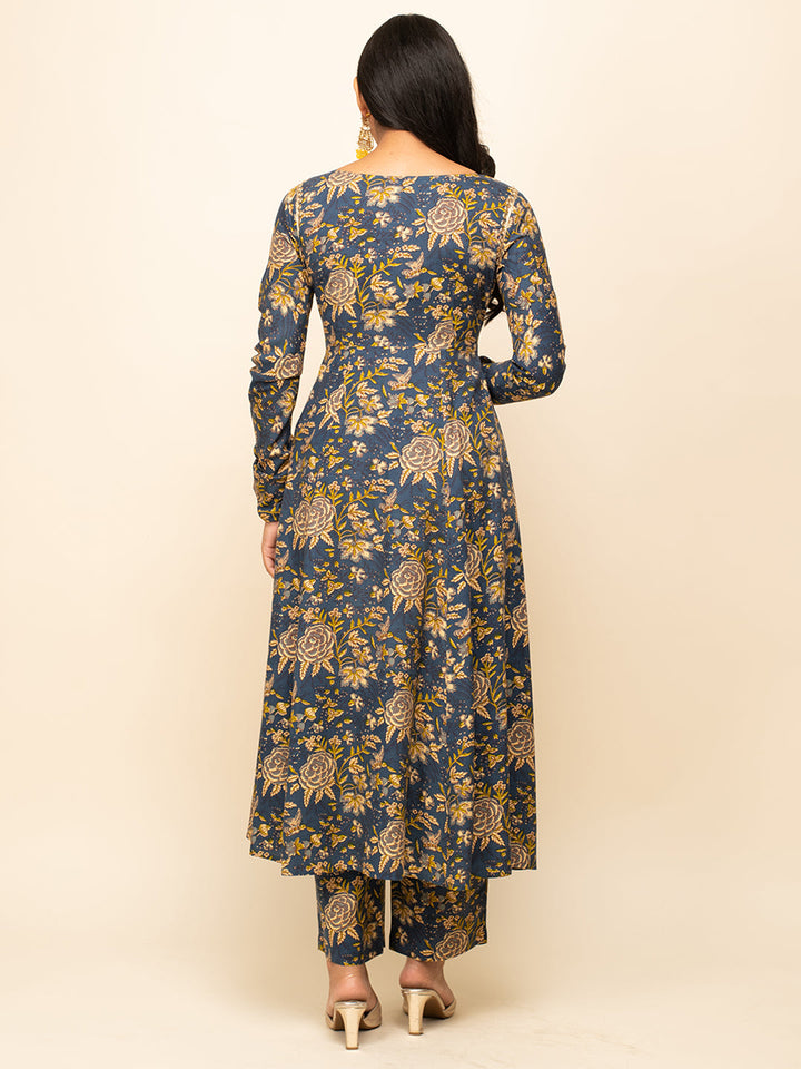 Navy-Blue-Cotton-Floral-Printed-3-Piece-Kurta-Set