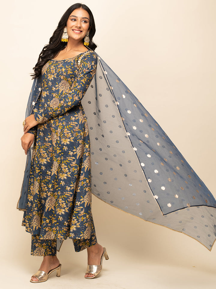 Navy-Blue-Cotton-Floral-Printed-3-Piece-Kurta-Set